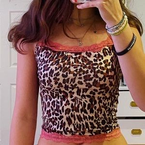 lace trim cheetah top